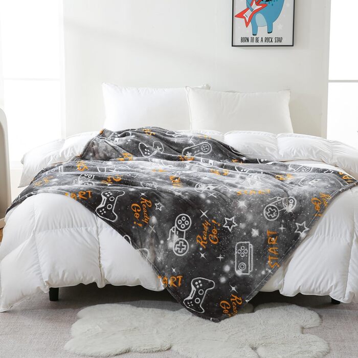 Плед з принтом джойстика SOCHOW, 127 x 150 см, теплий фліс для дітей та дорослих