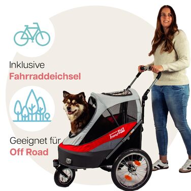 Innopet Sporty Dog Trailer Deluxe: Причіп для собак, велосипедний, червоно-білий - до 30 кг, з дощем.