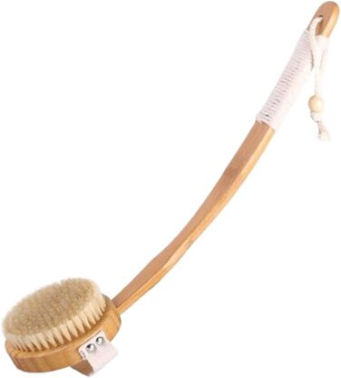 17.7-inch Bath and Body Brushes for Women, Boar Bristle, Long Handle, Bath Brushes, Back Scrubber for Shower for Men, Bamboo Shower Brushes