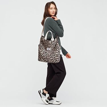 Сумка жіноча KALIDI Cord Shopper велика, повсякденна, для школи, роботи, покупок (Леопард)