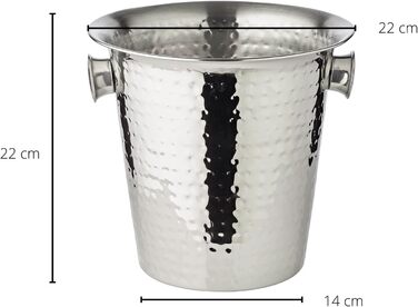 EDZARD Sparkling Wine Cooler Joey (Ø 21 cm) made of stainless steel - Bottle cooler, wine cooler - Beverage cooler for 1 bottle - Bowl for wine, sparkling wine & ice cubes - Hammered Champagne cooler with handle
