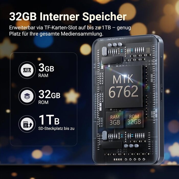 MP3 плеєр Mechen H10 Lite 32GB Android 13 з WiFi, Bluetooth, Spotify, FM радіо, сенсорний екран 4 дюйми