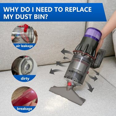 Контейнер для пилу сумісний з Dyson V12 Slim, V12 Detect Slim, V10 Digital Slim, SV18, SV20. Замінна частина для пилососа Dyson, артикул 965272-01