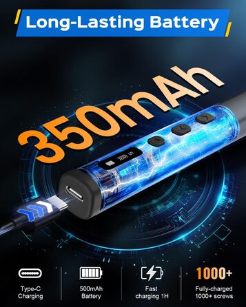 Набір мініатюрних електричних викруток 78 в 1 - прецизійний набір з магнітними Torx викрутками, LED дисплеєм та 5 рівнями крутного моменту для ноутбуків, окулярів, годинників, ПК