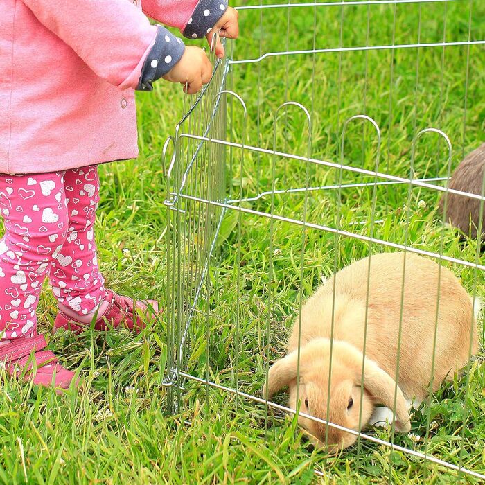 Клітка для кроликів Lionto, 59x58 см, розширювана, з металу, для вуличного використання, з підставками, дверцятами та сіткою, стійка до погодних умов, 8 елементів