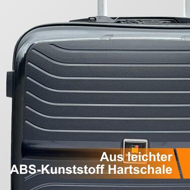 Чемодан Ribelli Handgepäck, 70L, з жорстким корпусом, на 4 колесах, з TSA-замком, телескопічний ручка, L-XL-XXL комплект (03201-чорний, L (50л))