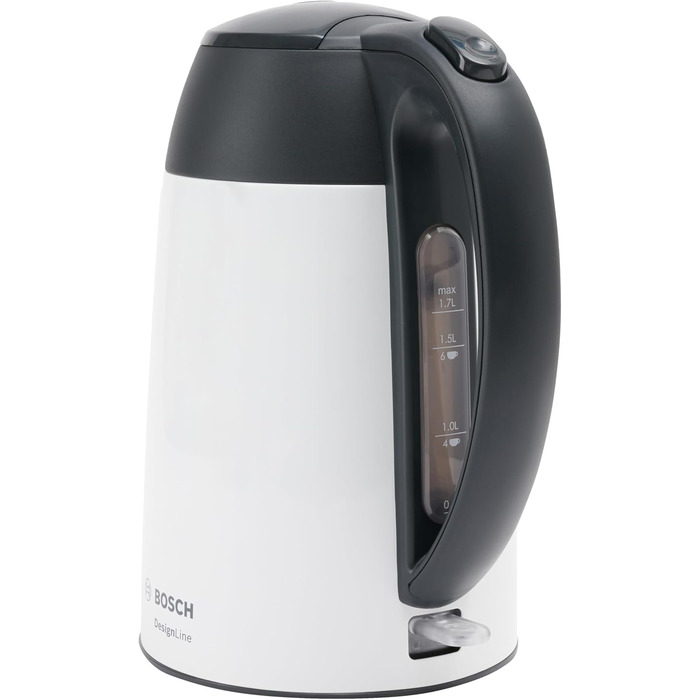 Електричний чайник Bosch DesignLine TWK3P424, 1.7 л, 2400 Вт, червоний (білий), бездротовий, з індикатором рівня води та захистом від перегріву