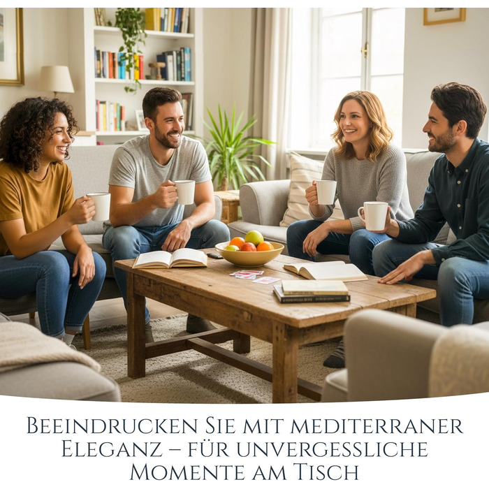 Набір посуду з порцеляни Pure Living на 6 осіб (24 шт.) з чорним контуром, білий, Tafelservice, TESTSIEGER