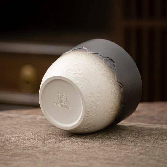 Японська чашка для чаю TEANAGOO з кераміки, 205 мл, темно-сіра, H4. Набір чашок для чаю, японський стиль, азіатський дизайн.