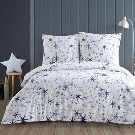 Комплект постільної білизни Buymax® 135x200 100% бавовна, 4-х частинний: простирадло, підковдра, 2 наволочки 80x80 см, Zigo Türkis (зірки), сертифікат ÖKO-TEX