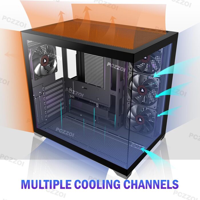 Корпус ПК KEDIERS G500 (білий) з 7 ARGB-вентиляторами, Mid-Tower ATX, з подвійним загартованим склом, для геймінгу