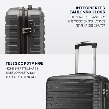 WITTCHEN A-line II Carry-on Suitcase, Cabin Luggage, Hand Luggage, Rolling Suitcase, Travel Suitcase, Boarding Suitcase, Hard Shell, ABS, High-Quality and Stable, Size S (Gray)