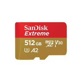 Карта пам'яті SanDisk Extreme microSDXC 512GB з адаптером, швидкість читання до 190МБ/с, Class 10, UHS-I, U3, V30