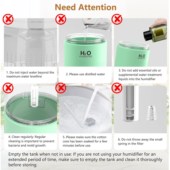 Зволожувач повітря Mini AIR Humidifier з LED-підсвічуванням для дитячої кімнати, офісу, спальні та рослин (Зелений)