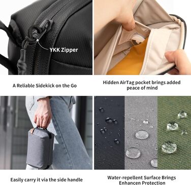 PGYTECH Pouch Tech Electronic Organizer Bag, Waterproof Cable Bag, Multifunctional Travel Bag for Action Cameras such as Insta360 X4, Cables, Charger, Battery, Power Bank, SD Card Accessories, Black