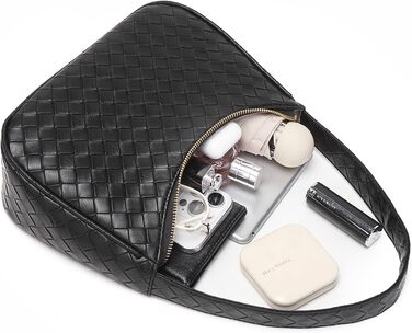 Сумка жіноча Schutertaschen Hobo мініатюрна, чорна (L) з блискавкою