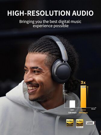 Навушники 1MORE SonoFlow з активним шумозаглушенням, Bluetooth, LDAC, 70 годин, Over-Ear (Чорний)