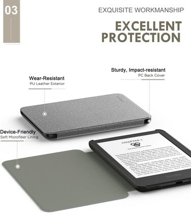 Чохол MoKo для Kindle 11-го покоління (2024/2022) з авто-вимкненням, Denim Grey