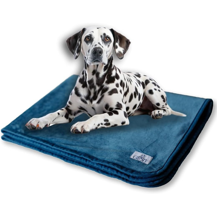 Килимок для собак Giesty Hundedecke, м'який та водонепроникний, машинного прання, двосторонній чохол для дивана (M 60x74 см) (Блакитний)