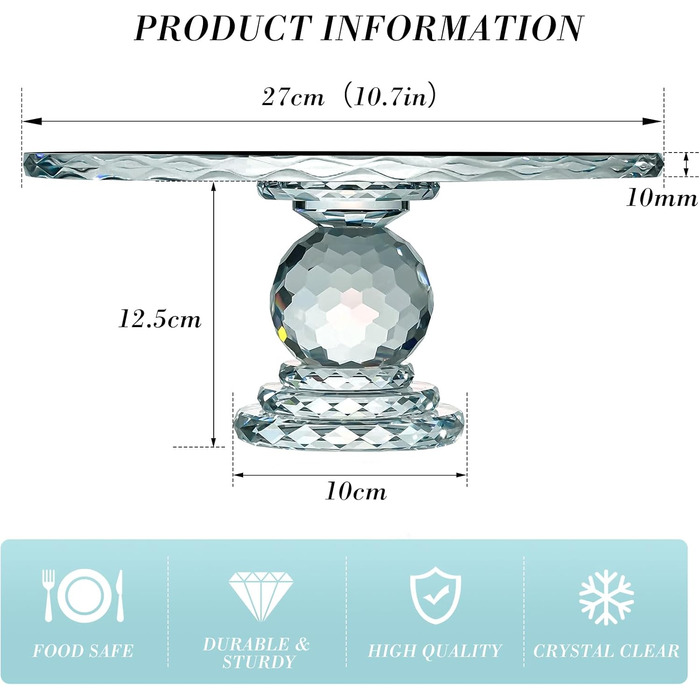 Обертова підставка для тортів Uten: кришталева платформа для декорування випічки