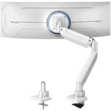 Кронштейн для монітора PUTORSEN Ultrawide до 49 дюймів (до 20 кг) — газліфт з регулюванням нахилу, повороту та обертання, VESA 75/100мм, білий