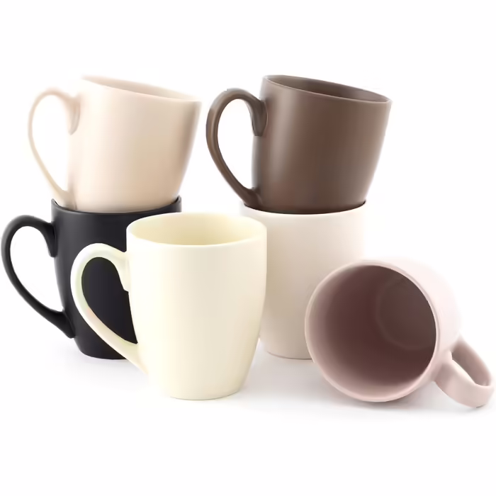 Hansekitchen Coffee Mug Set Large – Coffee mugs made of high-quality and sturdy ceramic, large handles, large mugs (Brown, Set of 6)