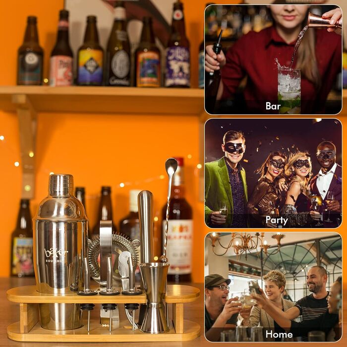 Набір для коктейлів Baker Boutique 17 предметів, 750 мл: шейкер, підставка з дерева, книга рецептів