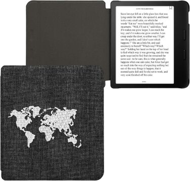 Чохол kwmobile для Tolino Vision 6: тканинний захисний чохол з малюнком серця, сірий (Travel Umriss 02-19)