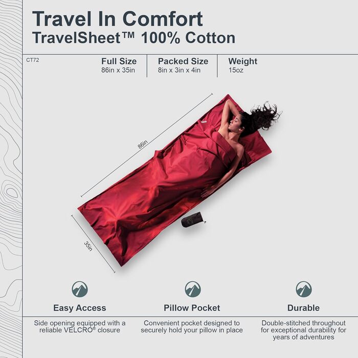 Кокон-спальний мішок Cocoon Leichter Reiseschlafsack Monk's Red для подорожей, легкий, червоний