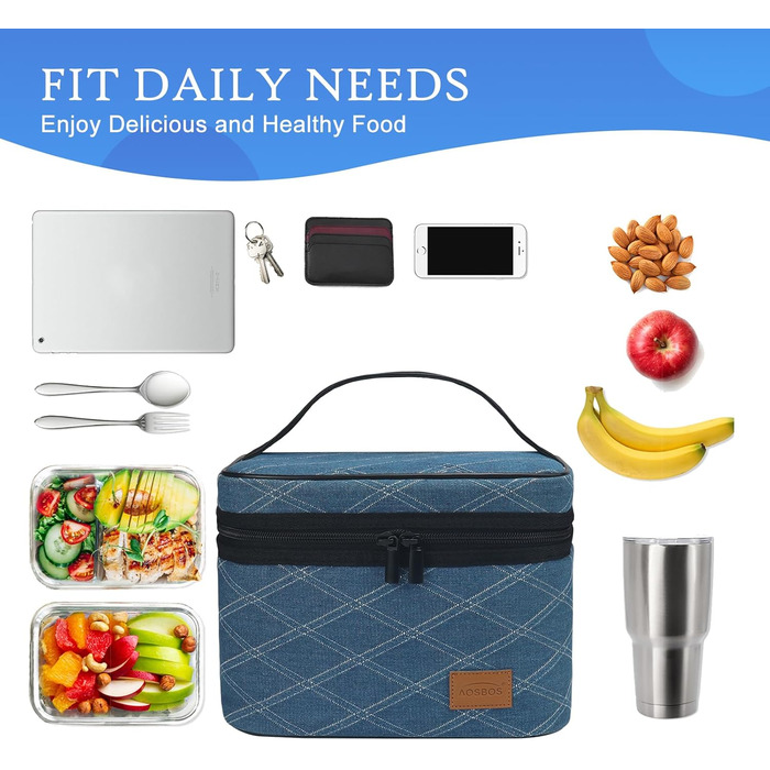 Легка термосумка-ланчбокс для їжі: складана, водонепроникна, у синій клітинку