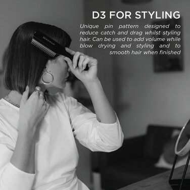 Щітка для кучерявого волосся Denman D3 (African), 7-рядна стилістична щітка для розчісування, розділення, формування та визначення локонів – для жінок та чоловіків (чорний/червоний)