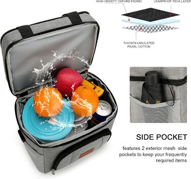 Термосумка JANSBEN для 12 банок: компактна, ізольована, з 6 відділеннями для пікніка, роботи та авто (сіра)