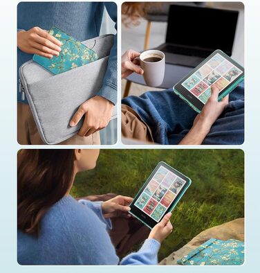 Чохол для Kindle Paperwhite 12 (2024) та Kindle Colorsoft (2024/2025) MoKo з магнітною застібкою, захистом від подряпин та авто-активацією/деактивацією екрану, колір: абрикосовий квітковий