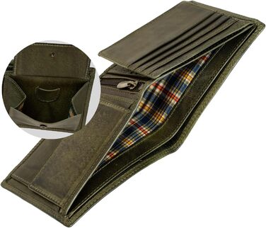 Чоловічий гаманець Volmer Leder з RFID-захистом, міцний, зелений (8+3 картки)