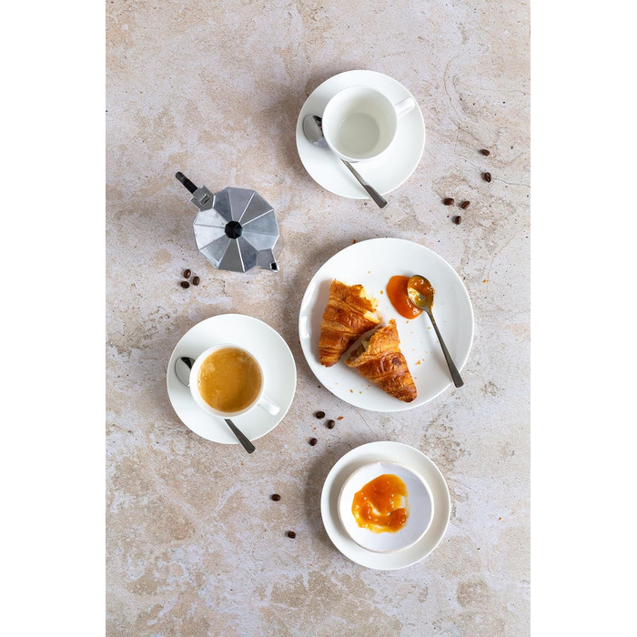 MÄSER Belmira: класичний сервіз для 6 осіб (12 предметів) з порцеляни, білий (кавовий сервіз)