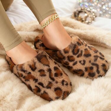 Жіночі плюшеві домашні тапочки Snug Leaves з штучним хутром та Memory Foam, 40/41 EU, Geparden, Колір: Коричневий