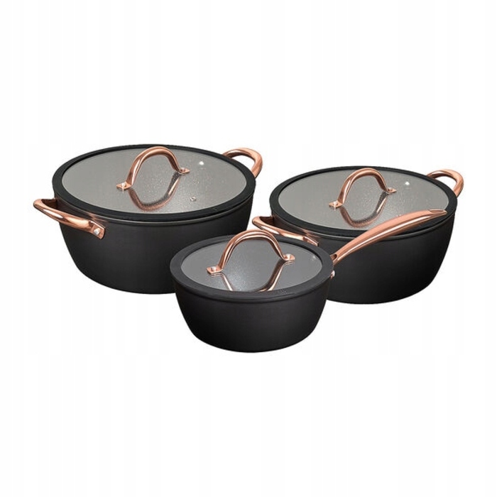 Набір каструль MG Home Rose Gold, 6 предметів, алюміній (16 см, 20 см, 24 см)