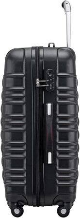 Набір валіз ABS S-M-L-XL з кодовим замком, телескопічною ручкою та 4 колесами, робусний дорожній набір, ручна поклажа (Чорний)