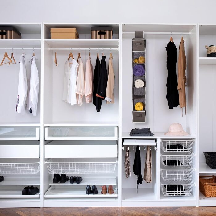 Органайзер для одягу Relaxdays з 7 відділеннями та 2 шухлядами, сірий, 106 x 16,5 x 31 см