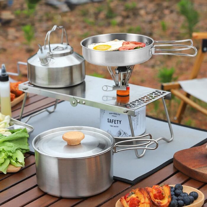 Набір кухонного посуду для кемпінгу Udbrud: нержавіючий посуд з кришкою та складним ручками. Набір для кемпінгу, пікніків, риболовлі та походів