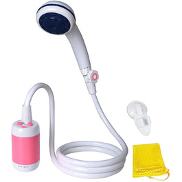 Laserbeak Portable Shower Electric Shower Camping Shower with Built-in 4800mAh Batteries and Shower Head Shut-off Valve (Shower with Water Valve (Pink))