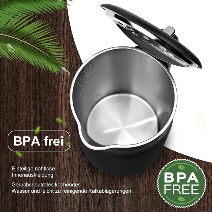 Bear 1.7L Stainless Steel Electric Kettle with Precise Temperature Control (40°C - 100°C), 1800W, Boil-Dry Protection, Double Anti-Scald, BPA-Free, LCD Display