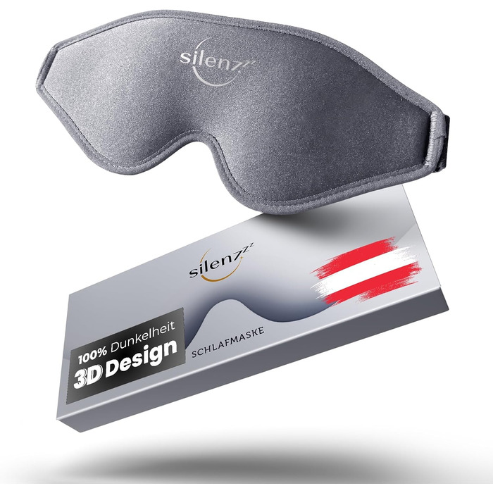 Преміум маска для сну - 3D маска для очей для жінок та чоловіків - зручна маска для сну з м'якою підкладкою для повної темряви - Sleep-Mask, маска для сну рожева, 1 шт. (упаковка з 1 шт.), Cloudy Grey