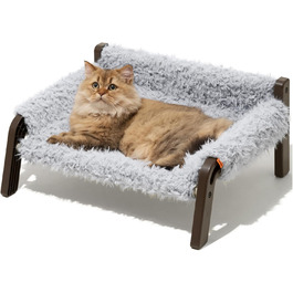 MEWOOFUN Dog Sofa Dog Bed Elevated No Dogs – Dog Beds for No and medium-sized Dogs with Non-Slip Bottom, Breathable Woven Bed with Removable, Cat Sofa 61 x 53 x 28 cm, (L, Grey)