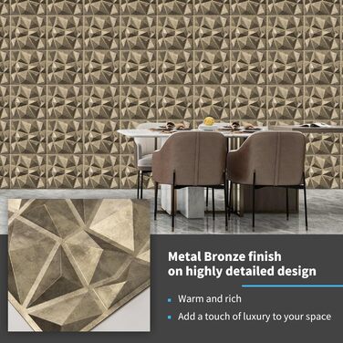 3D панелі для стін Art3d «Діамант», жорсткий ПВХ, водостійкі та термостійкі, 33 шт.