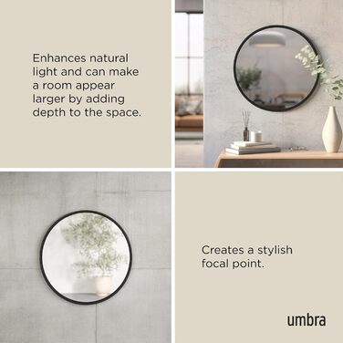 Дзеркало настінне Umbra Hub, кругле, діаметр 61 см, чорний колір