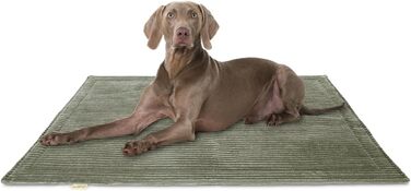 Підстилка для собак Knuffelwuff Timor, 80x60 см, хакі - м'яка та зручна, з корду, для великих, середніх та малих собак