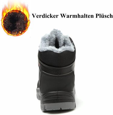 Черевики безпеки зимові чоловічі/жіночі S3, легкі, теплі, з металевим носком, 35-48 (38 EU, чорний)