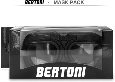 Мотоокуляри Bertoni AF195 для Harley та Chopper, чорна екошкіра, жовті лінзи, вінтажні захисні окуляри