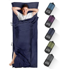 Спальний мішок туристичний 2в1, мікрофібра, 220x95 см, для кемпінгу, хостелів, гірських притулків, зелений/темно-синій